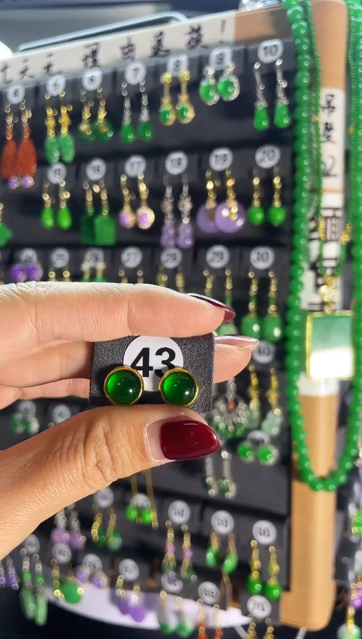 【闪购商品】翡翠耳饰银S925镶嵌43..