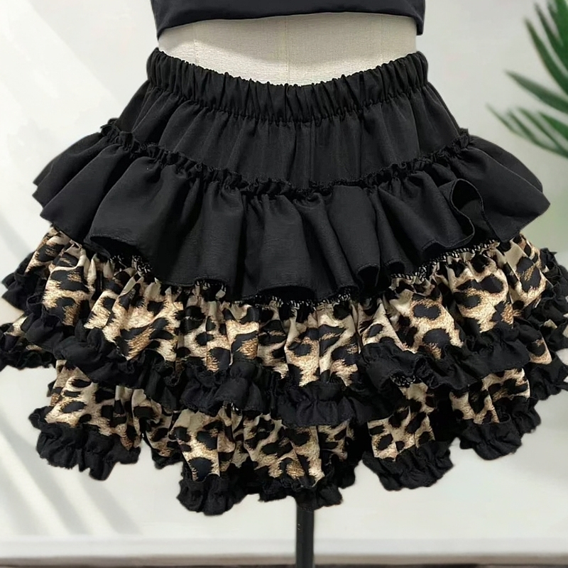 辣妹豹纹蛋糕裙蓬蓬裙豹纹短裙有内衬