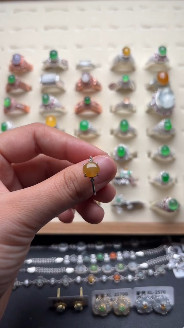 【闪购商品】翡翠戒指银S925镶嵌缅甸A货翡翠S925银镶嵌