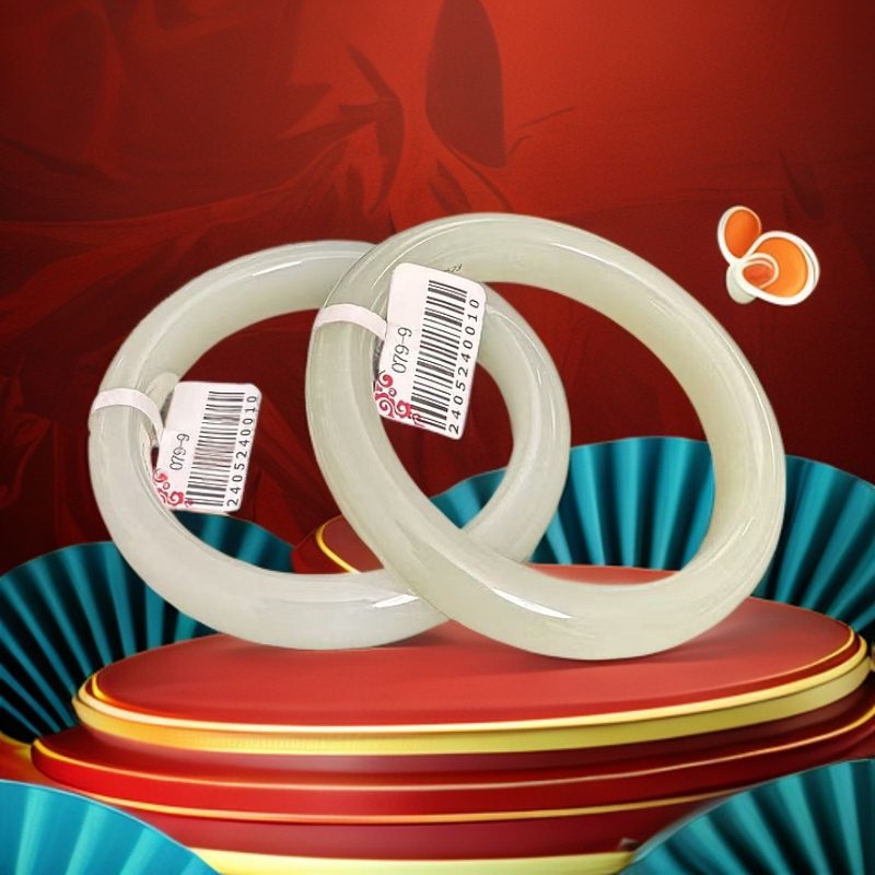 【汪氏精品】和田玉冰翠晴高品质毕业级手镯 1503-G56 多样性发其一