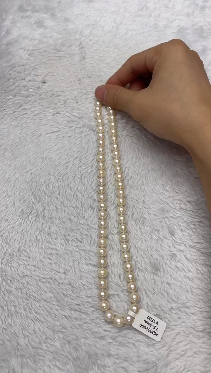 海水珍珠银S925镶嵌项链AK羽皇金7.5-8mm