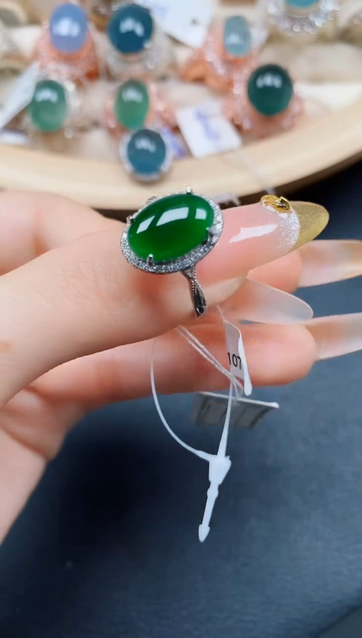 【闪购商品】翡翠戒指银S925镶嵌翡翠