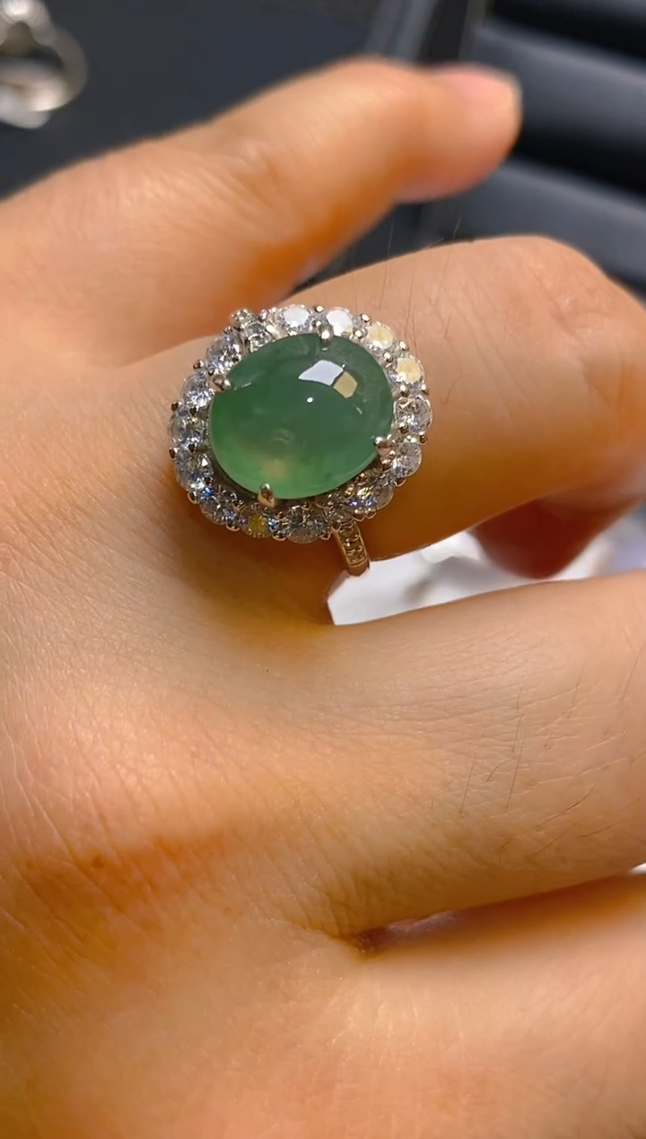 【闪购商品】翡翠耳饰银S925镶嵌天然A货翡翠1