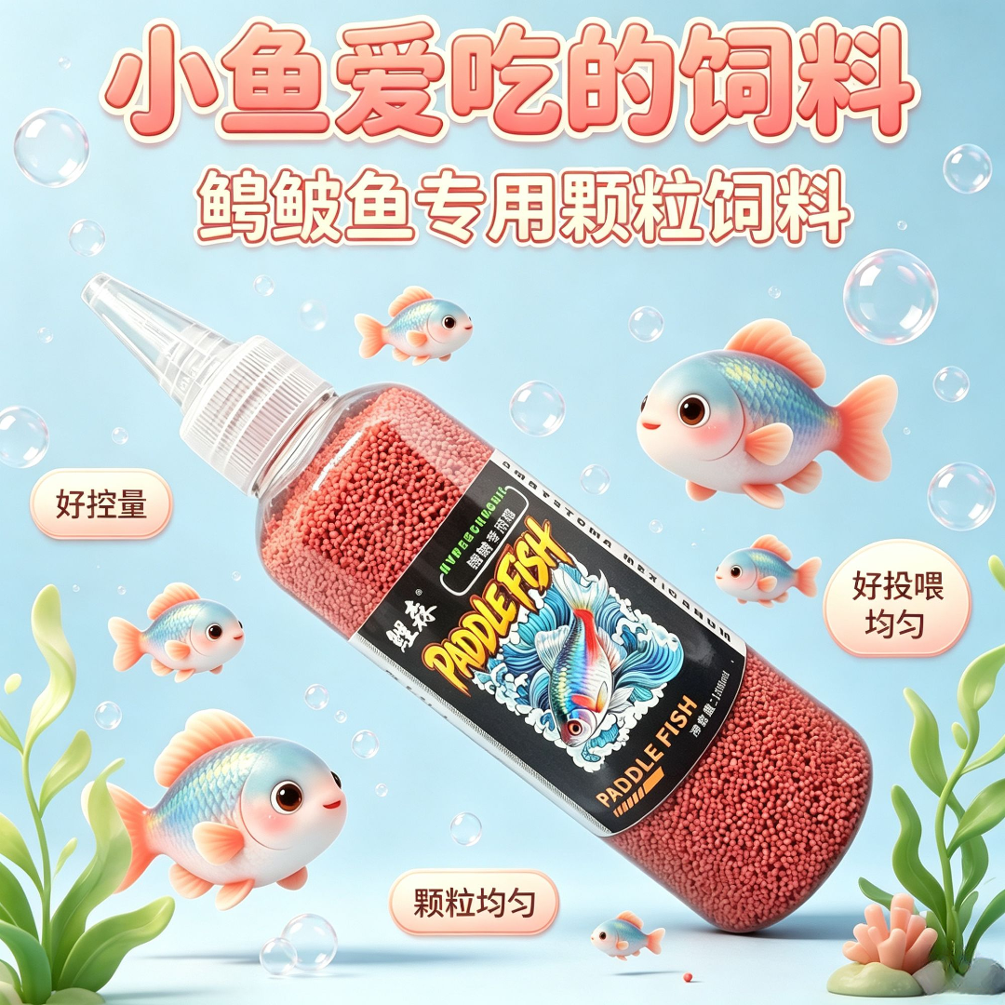鳑鲏鱼专用饲料原生小鱼粮下沉微颗粒尖嘴瓶装投喂方便不浑水