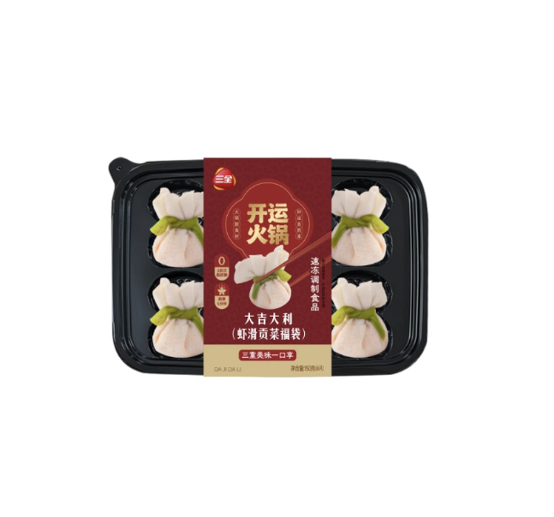三全开运火锅(虾滑贡菜福袋)150g/盒