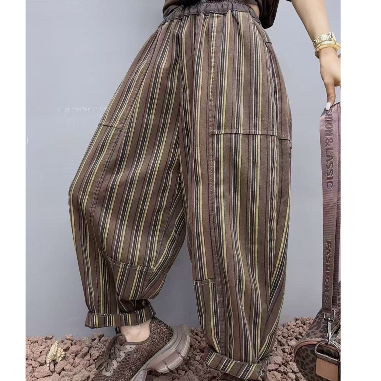 春季大码老爹裤宽松显瘦加绒阔腿裤