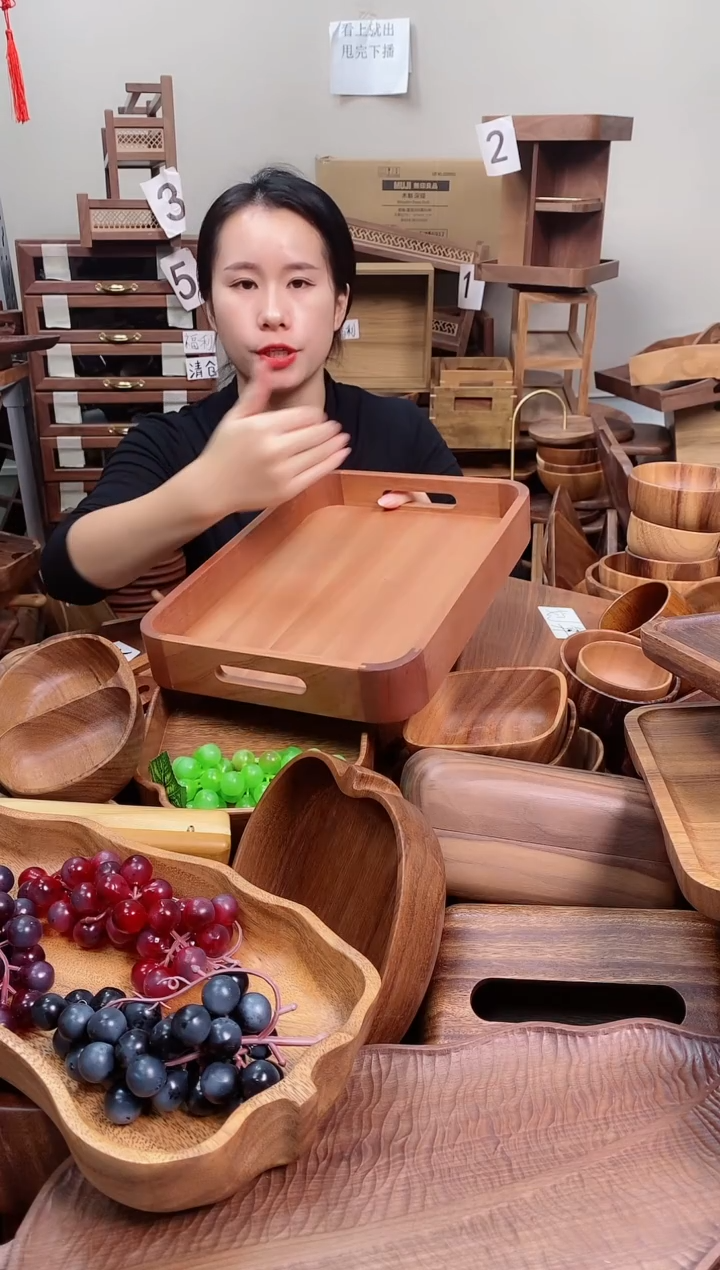 木 乌檀木圆角托盘36*26*5cm  