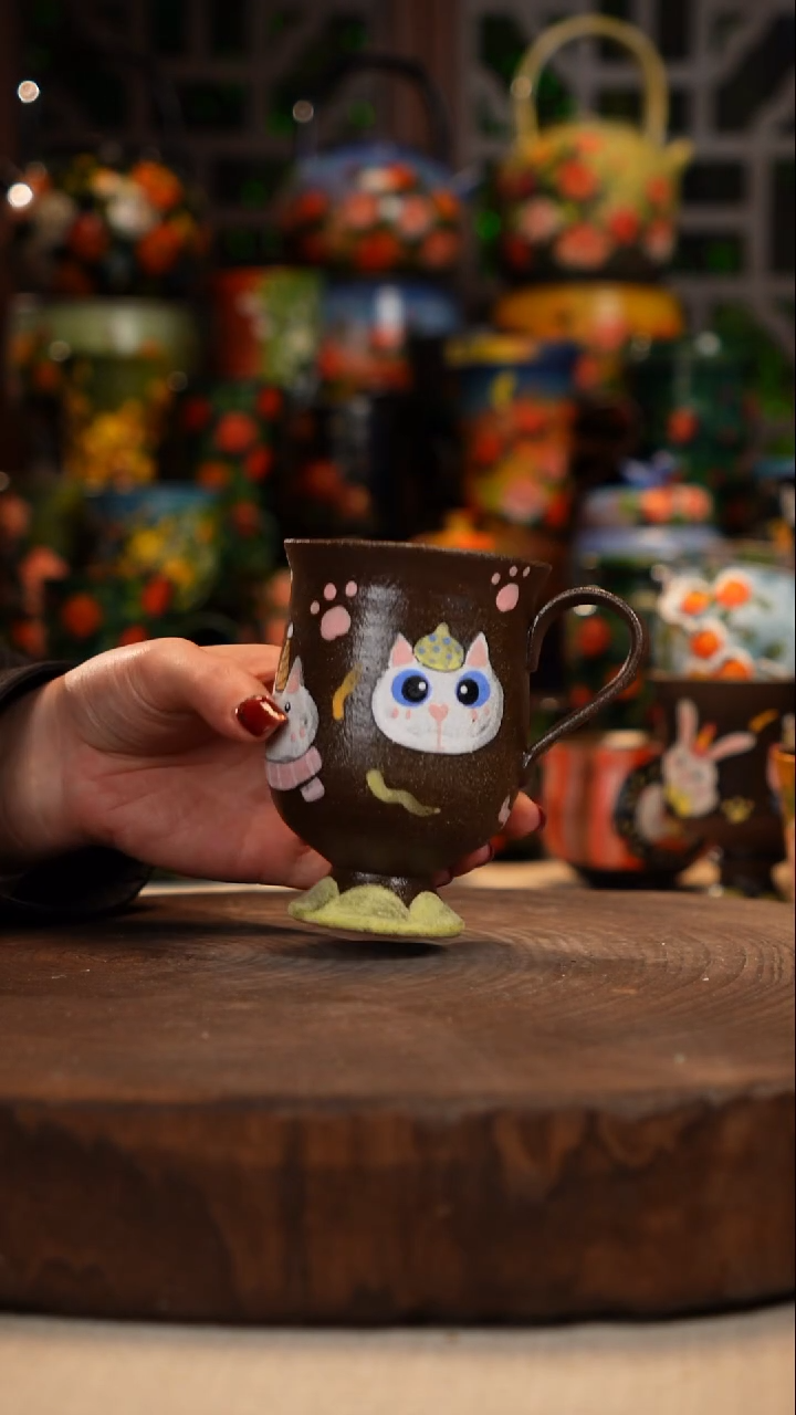 紫砂 油画手绘釉下彩