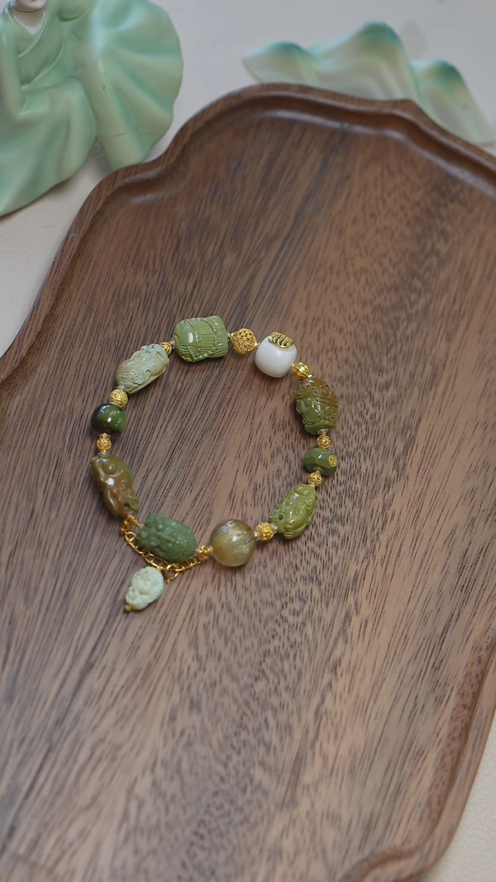 【闪购商品】绿松石手链18K金镶嵌松石手链 多样性发一 