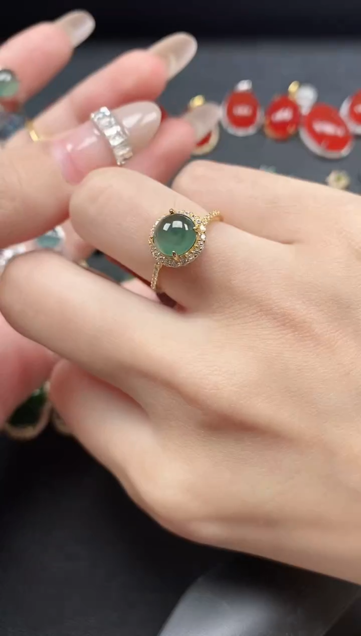 银S925镶嵌戒指翡翠51151