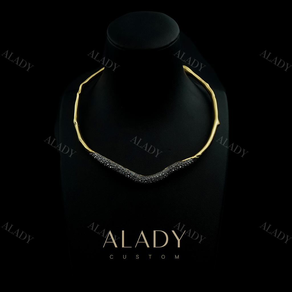 合金合成锆石项链 简约素金素圈时尚气质款项链