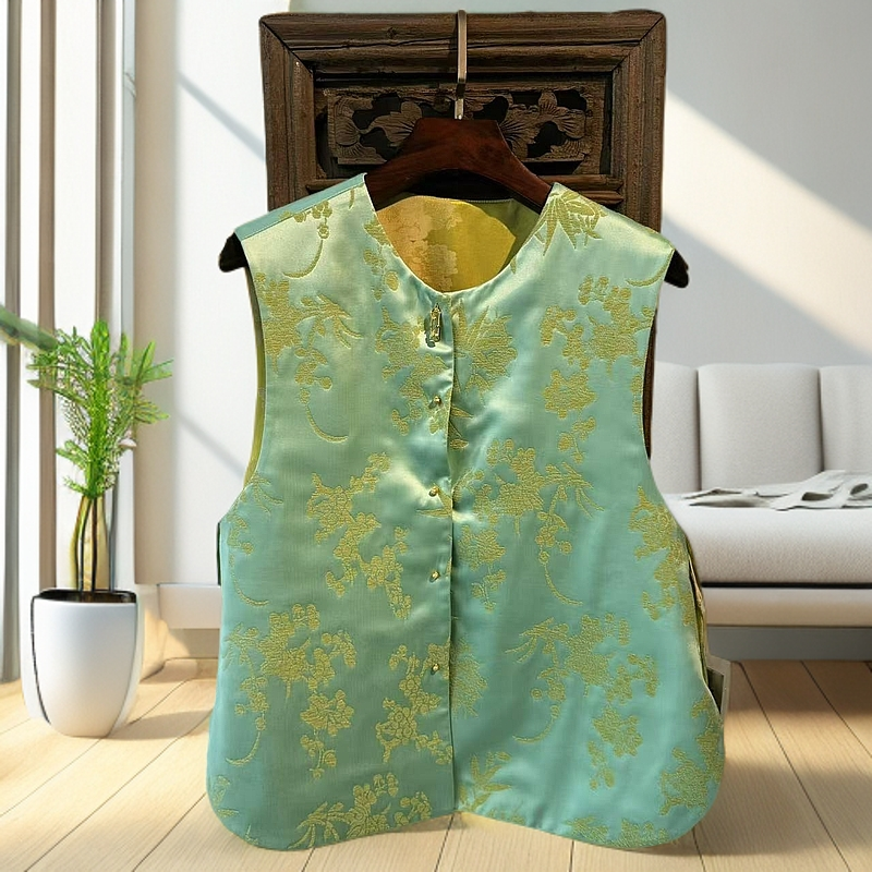 梦梦【盛唐牡丹】2025春装新款新中式国风显瘦漳缎大气马甲