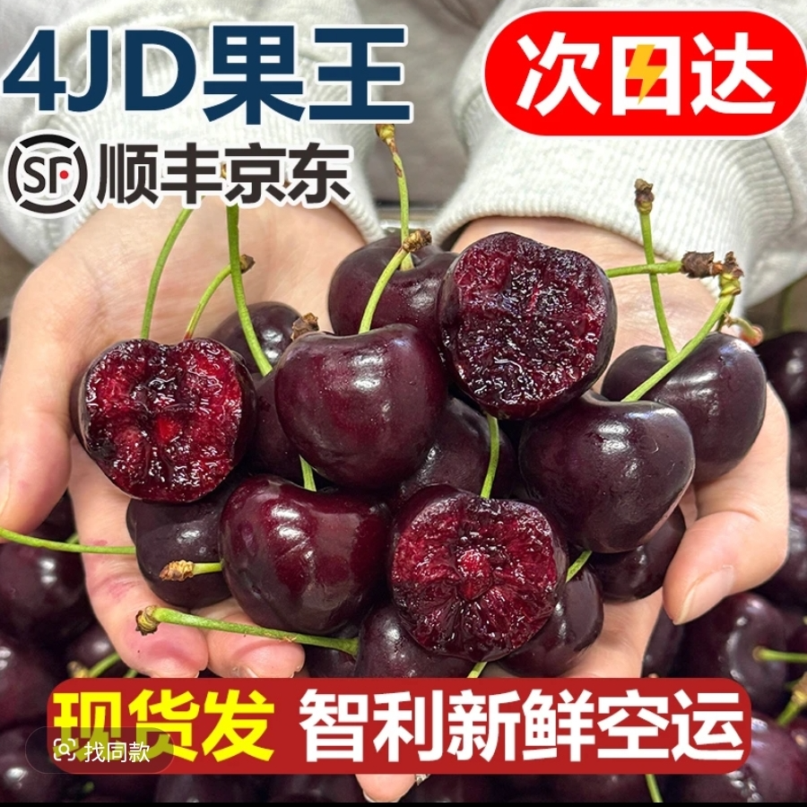 12.12【顺丰次日达】3JDD果王黑车智利进口空运车厘子新鲜水果孕妈宝宝内附果径卡净重800g桑提娜智利共和国