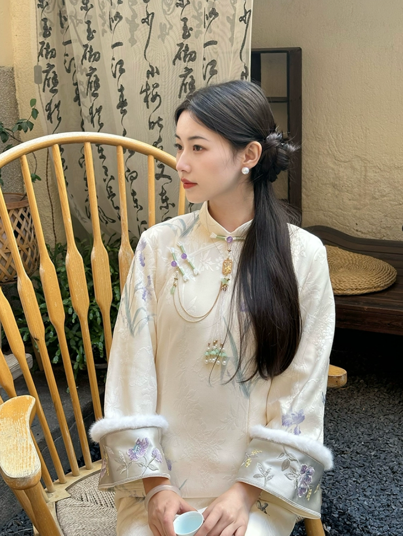 【香如故】新中式绝美旗袍淑女范新款加绒加厚少女年轻款素雅高级感