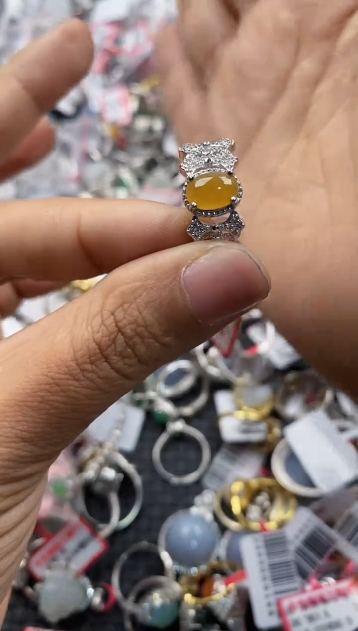 银S925镶嵌戒指翡翠12               7