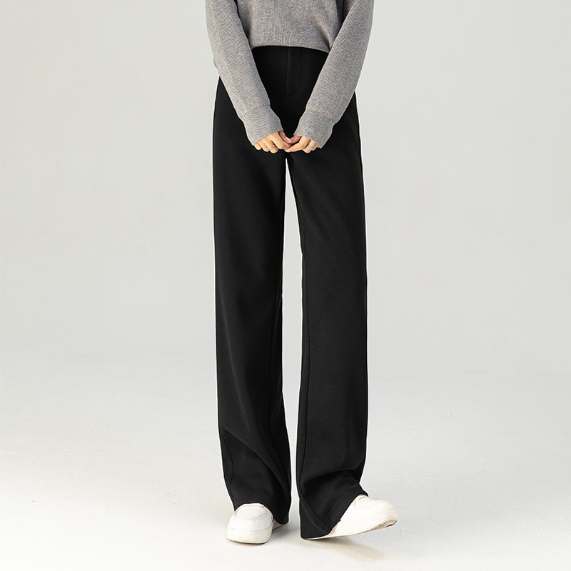 自留款秋冬高腰加厚窄版直筒裤女显瘦百搭