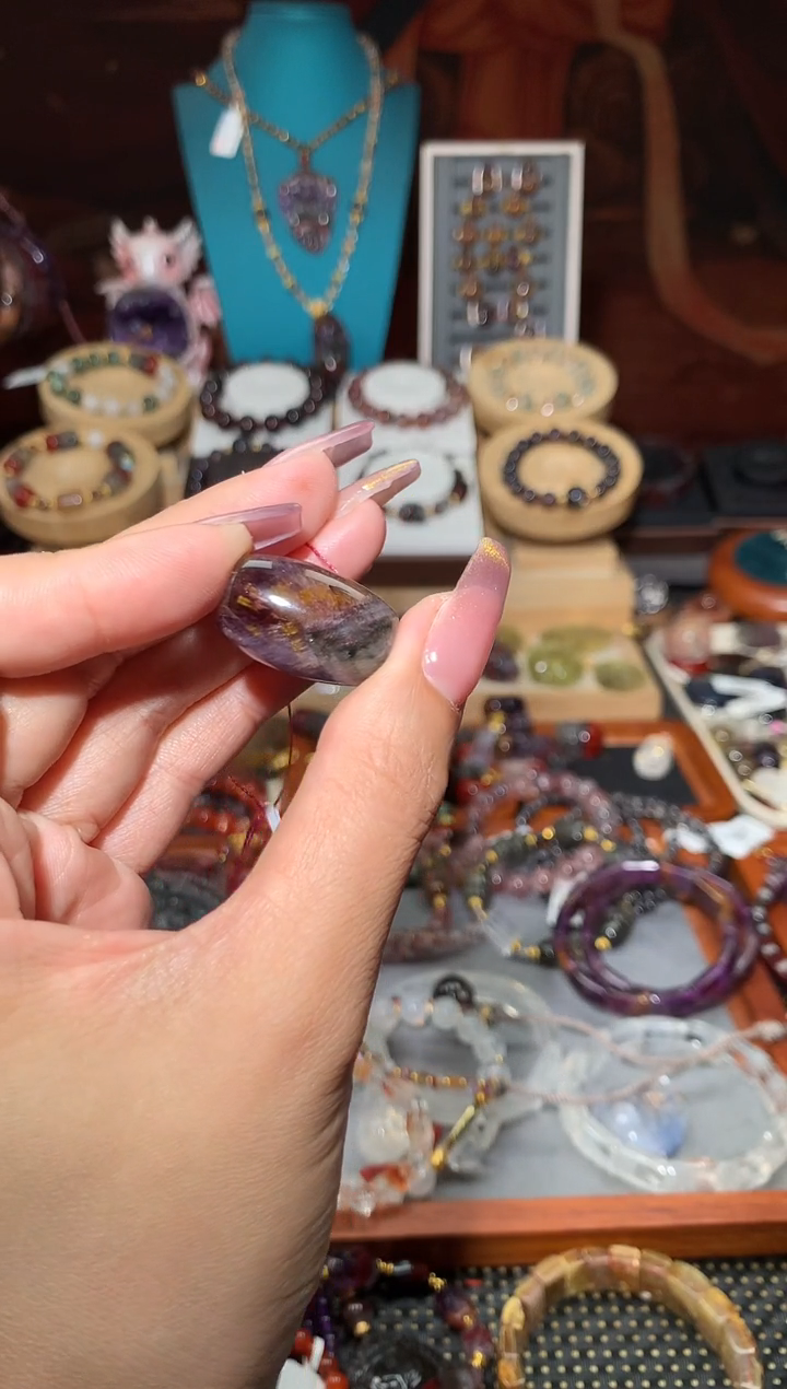 未镶嵌颈饰水晶极光紫钛桶珠多样性发其1