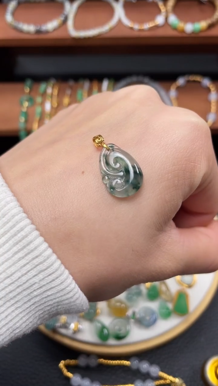 【闪购商品】翡翠吊坠(不含链)18K金镶嵌一个  JK429