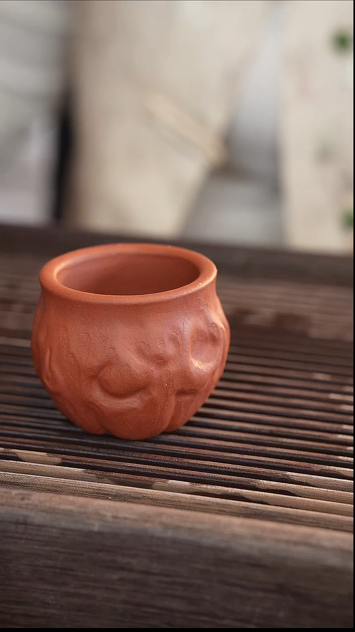 茶壶紫砂全手北红赤铁抱石杯子130cc