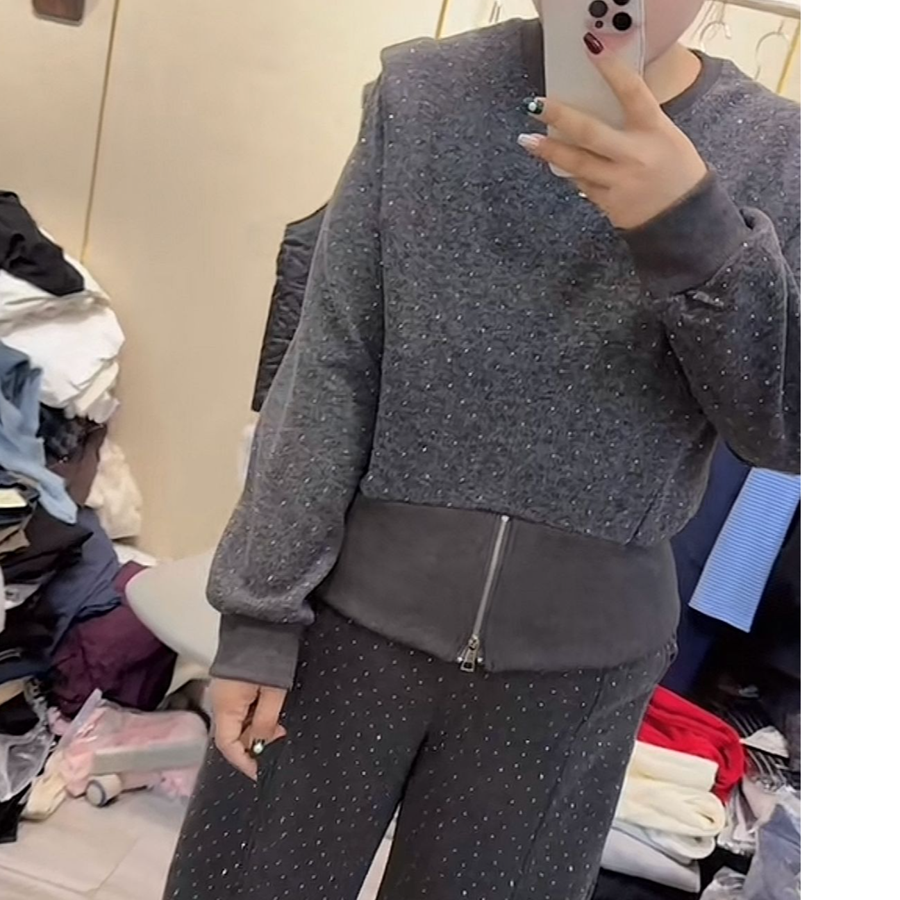 Phm秋冬新款拉链拼接钻衫LLYY 6147