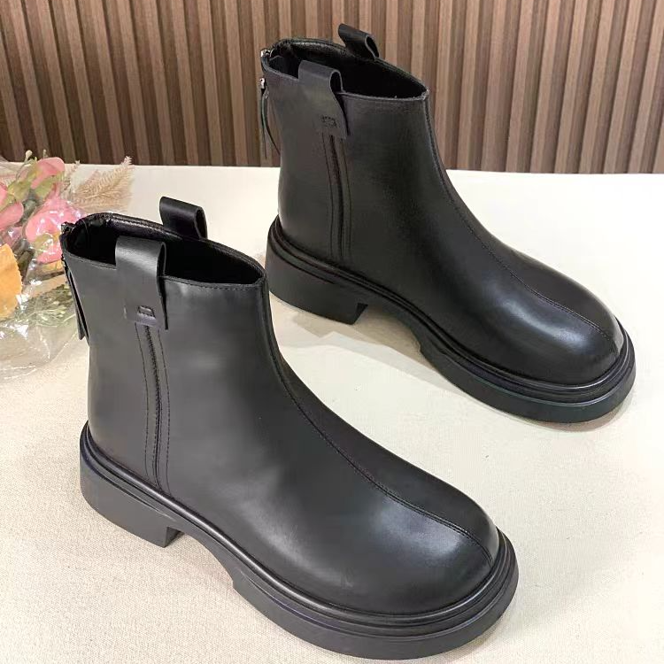 39703  新款时尚舒适厚底圆头百搭短靴（四季款）