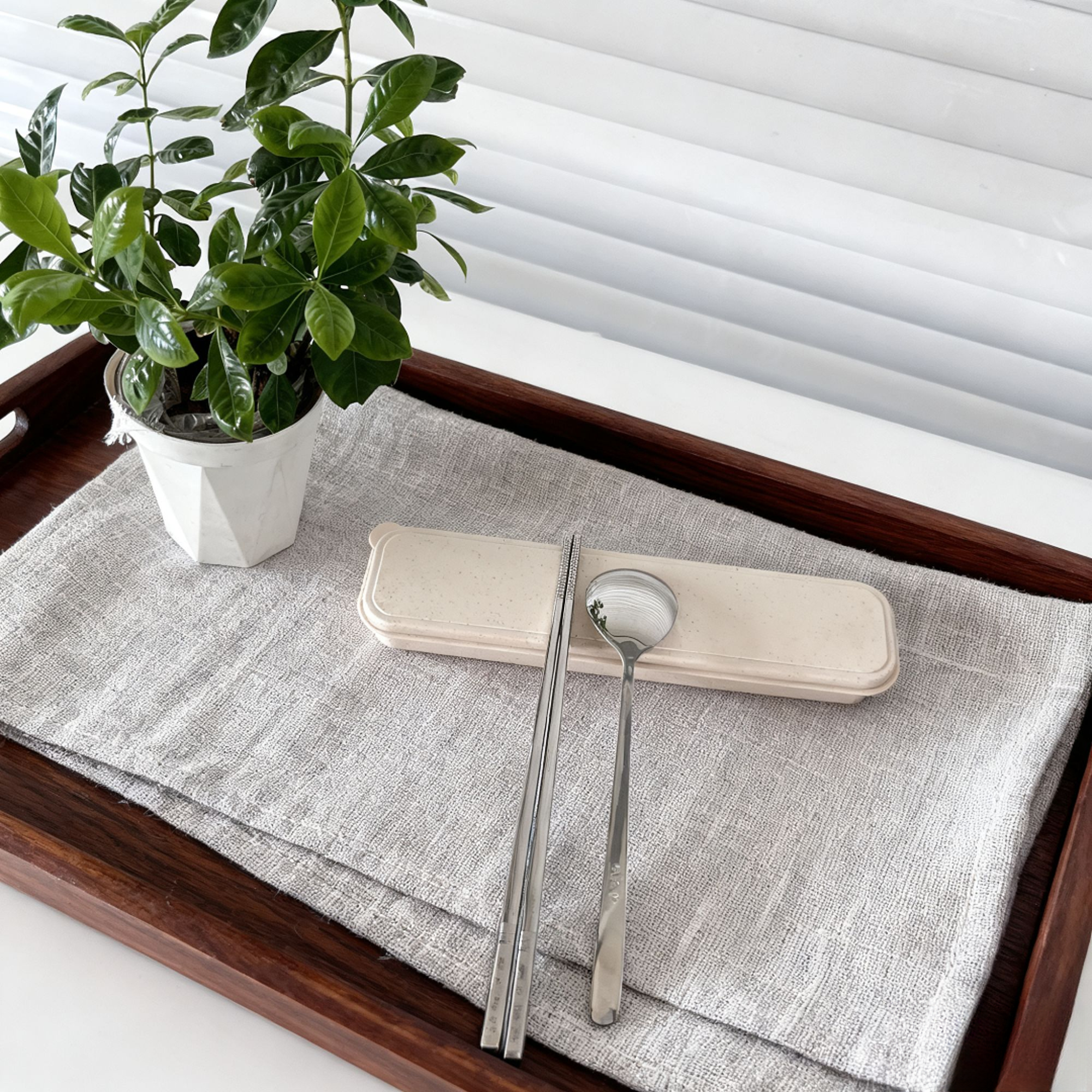 304不锈钢简约 成人餐具盒（一个勺子，一个筷子）