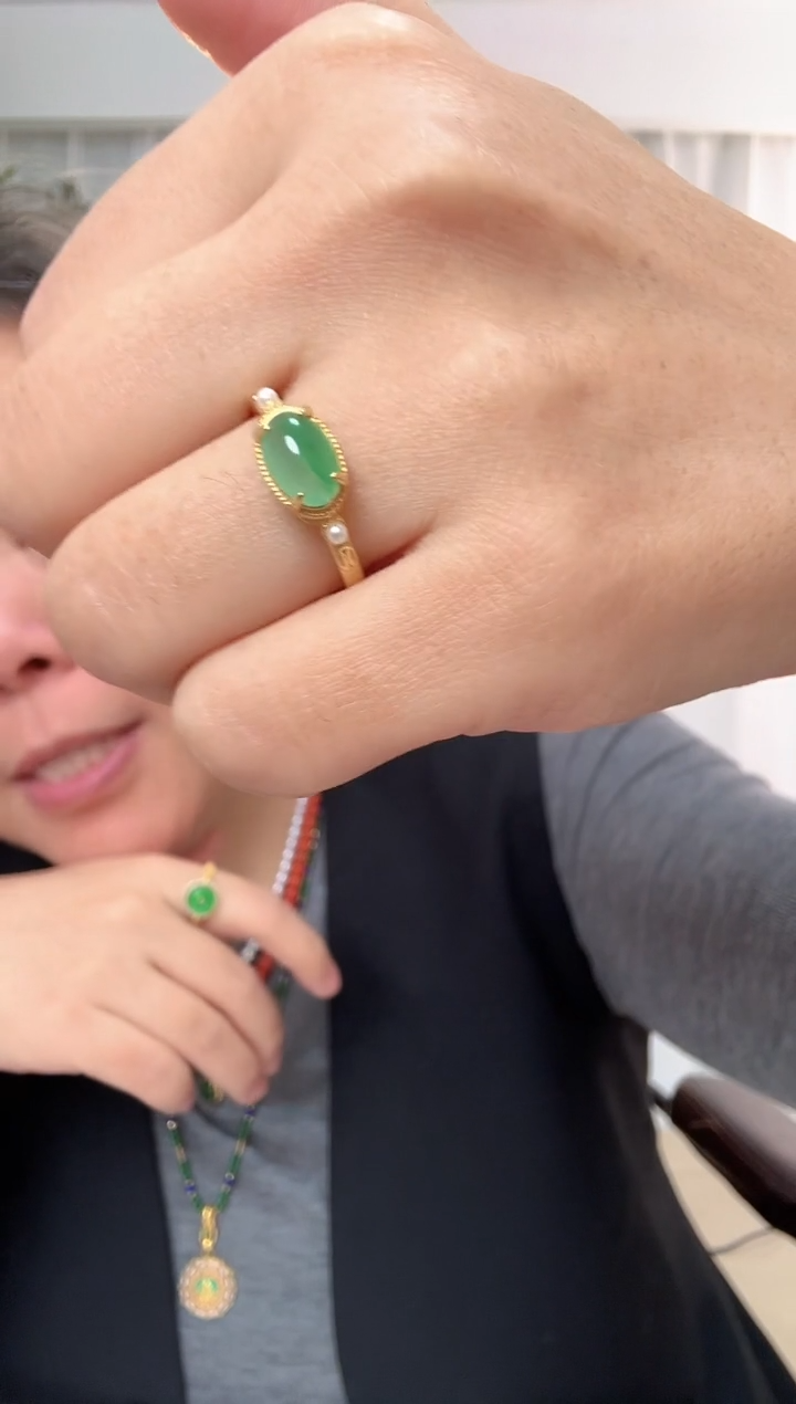 纯铜大理石大**果时尚戒指