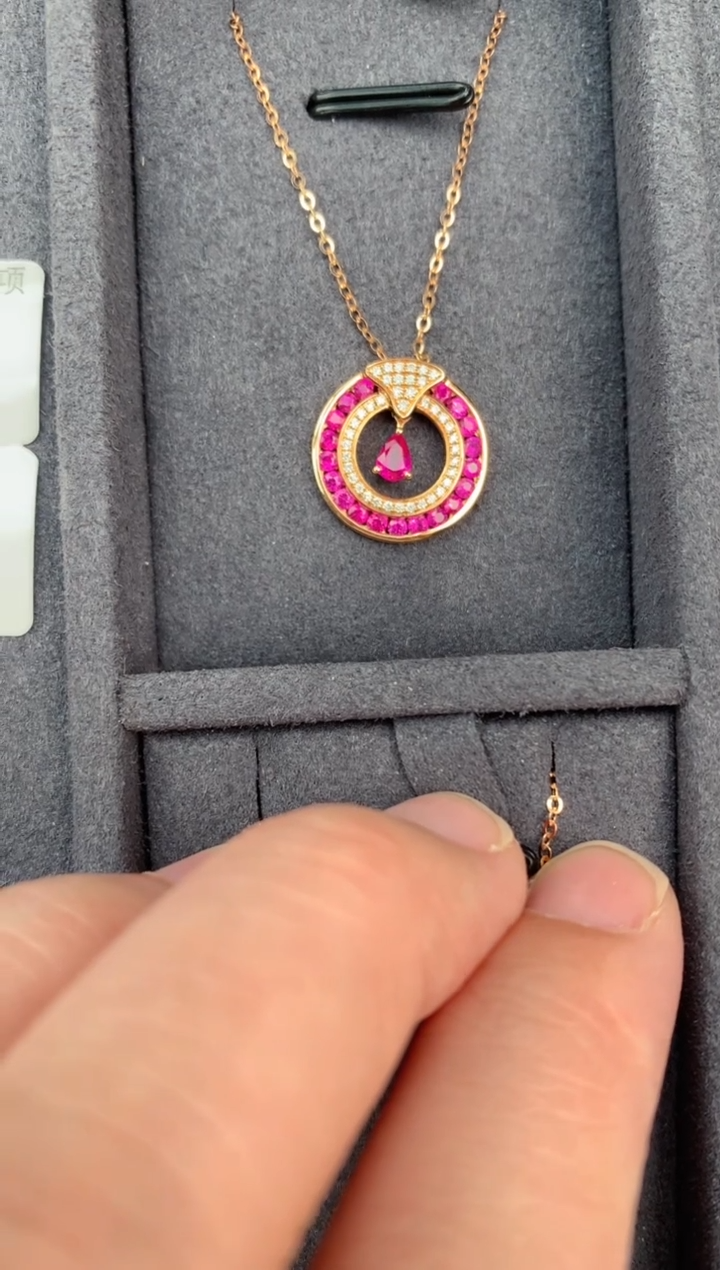 【闪购商品】红宝石颈饰18K金镶嵌14分粉红宝项链
