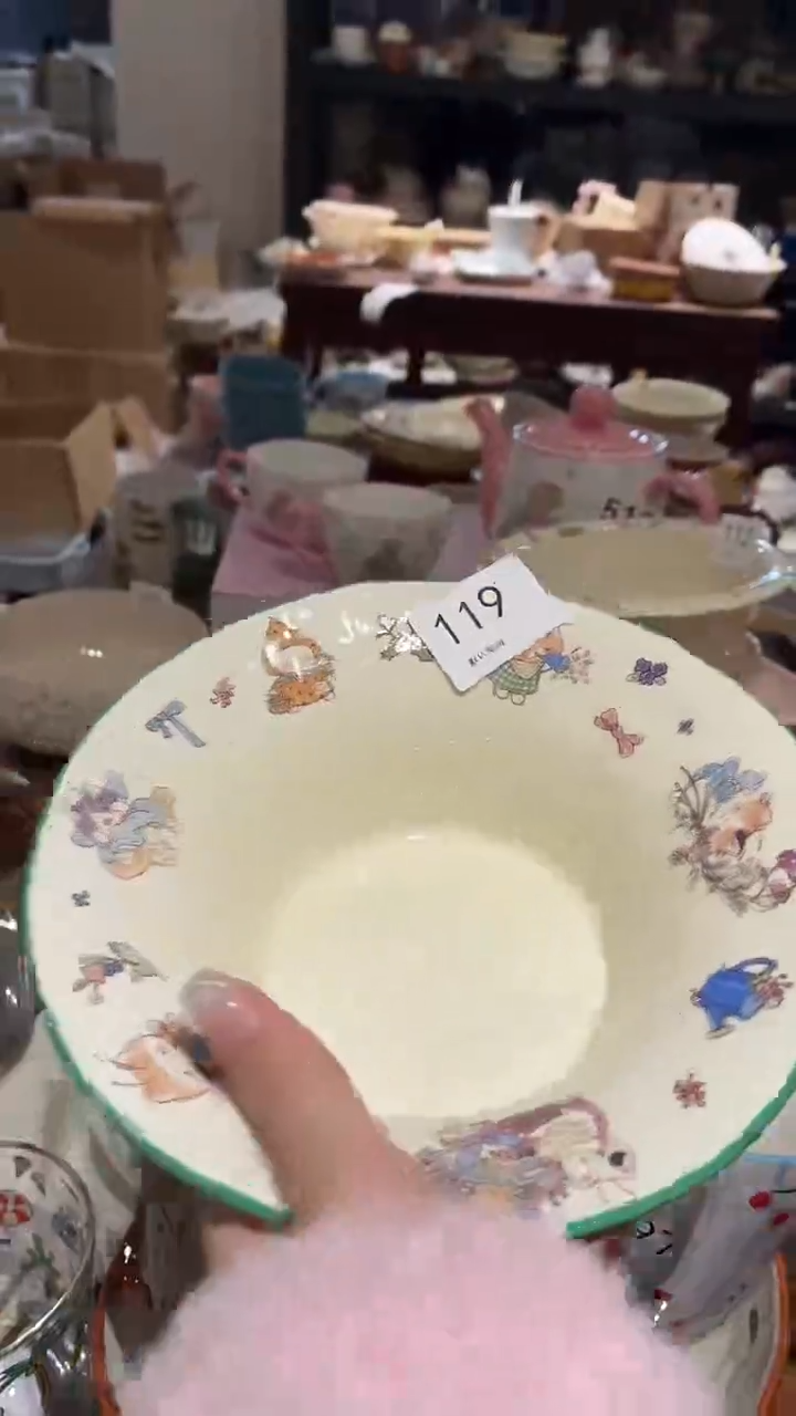 瓷119 绿色边 大碗 正品 