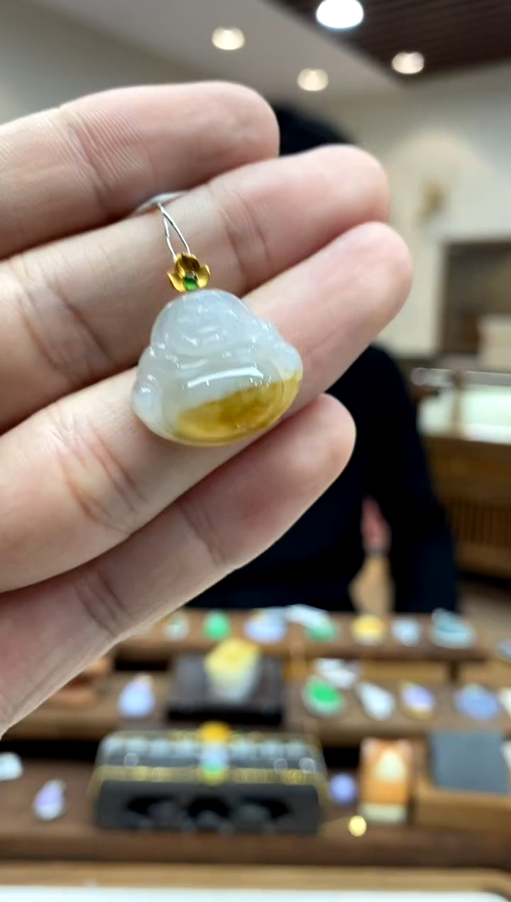 【闪购商品】翡翠颈饰18K金镶嵌佛公