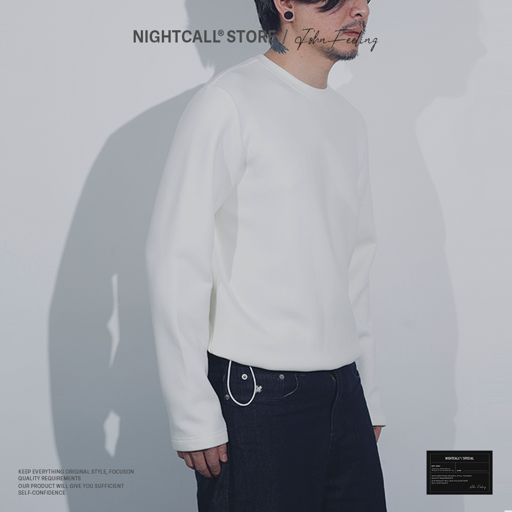 NIGHTCALL / FEELING 兔毛空气层 兔毛混纺圆领高级纯色长袖T恤