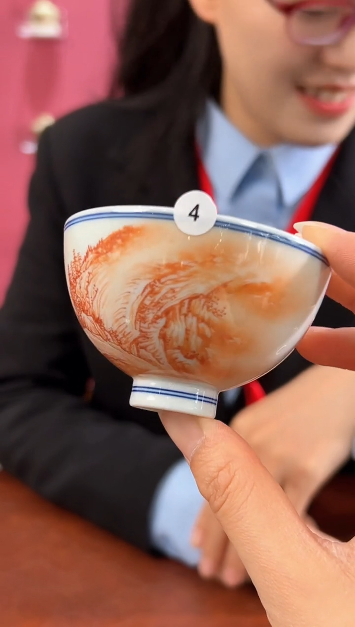 【闪购商品】杯子矾红山水鸡心杯4