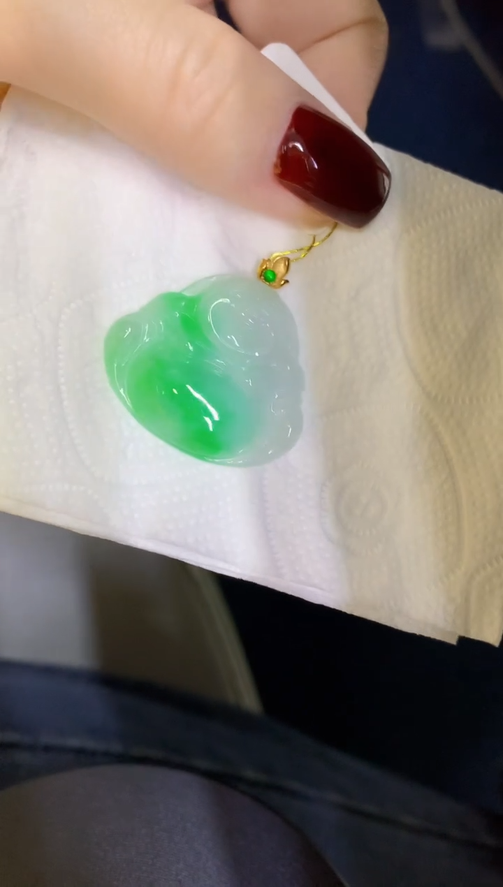 颈饰18K金镶嵌翡翠缅甸天然翡翠A货
