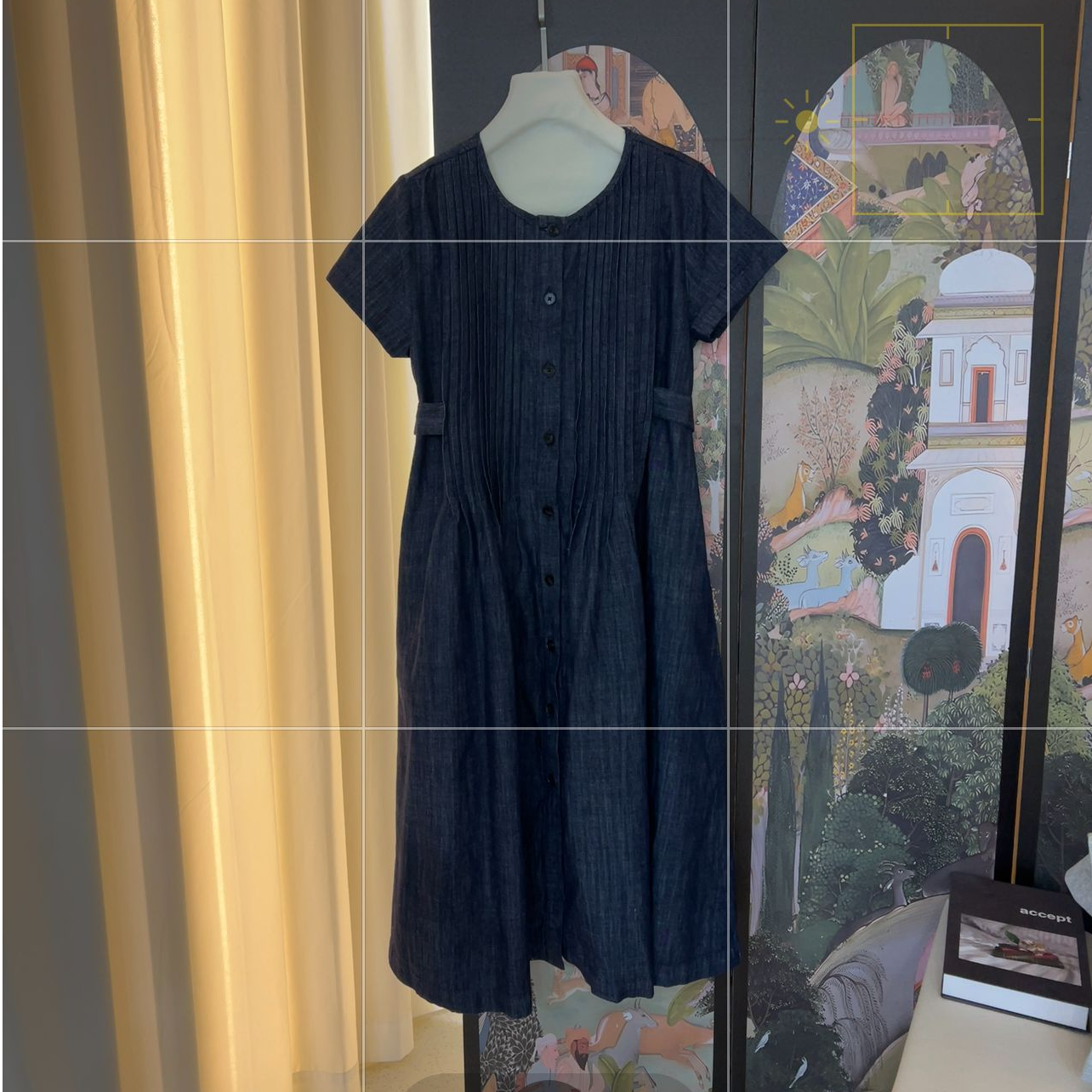 “一见钟情”收腰压褶显瘦牛仔连衣裙 夏