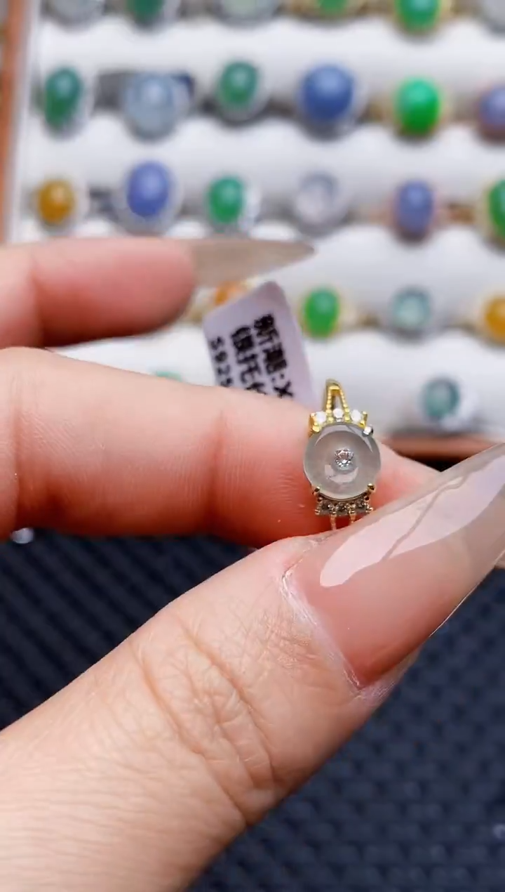 银S925镶嵌戒指翡翠5734