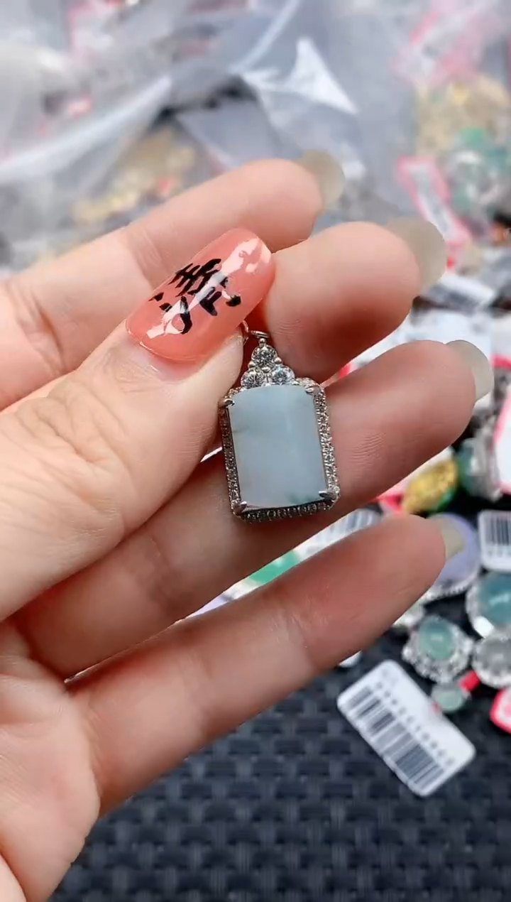 银S925镶嵌戒指翡翠天然A货缅甸翡翠