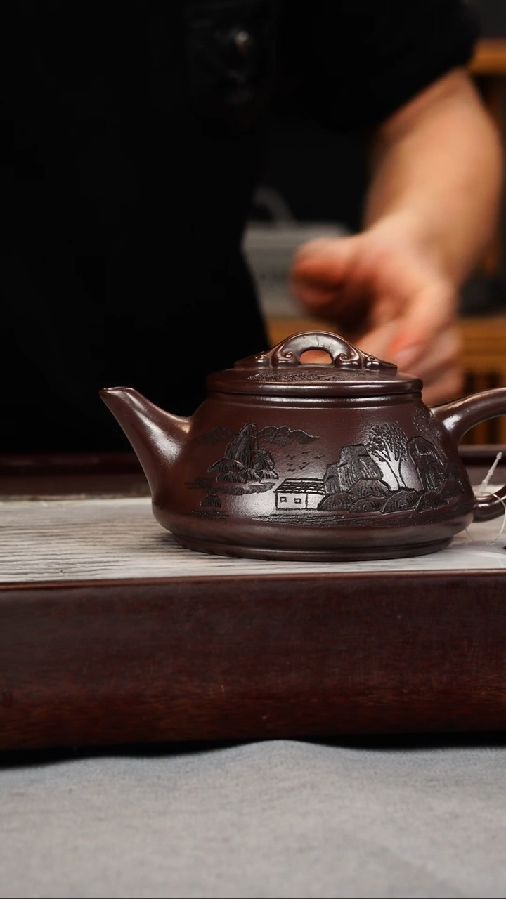 【闪购商品】紫砂茶壶石红 剑流石瓢 观山