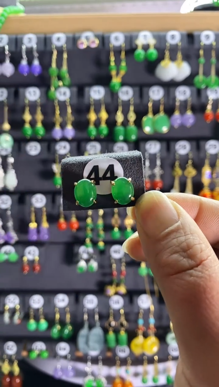 【闪购商品】翡翠耳饰银S925镶嵌44...