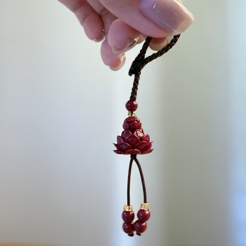 天然辰砂紫金砂莲花手机挂饰汽车钥匙扣时尚百搭饰品