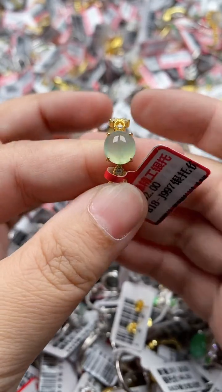 【闪购商品】翡翠戒指银S925镶嵌9999---3