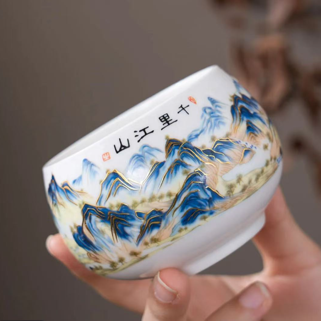 单杯-白瓷千里江山（桌玉堂）茶具ZH342