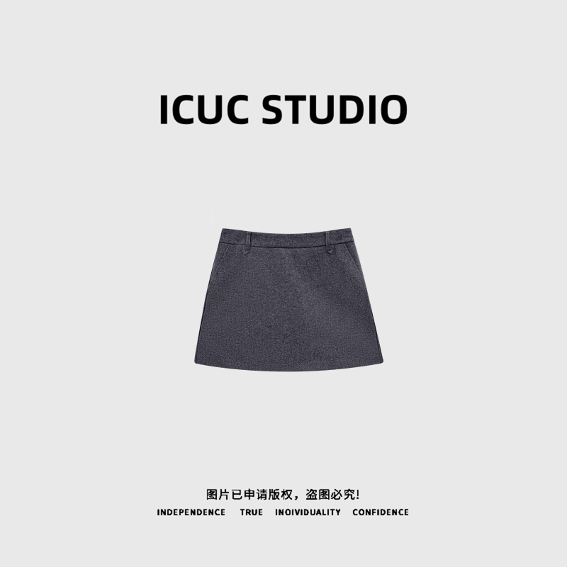 ICUC STUDIO-"高智英伦"高级感百搭A字羊毛半身裙3090