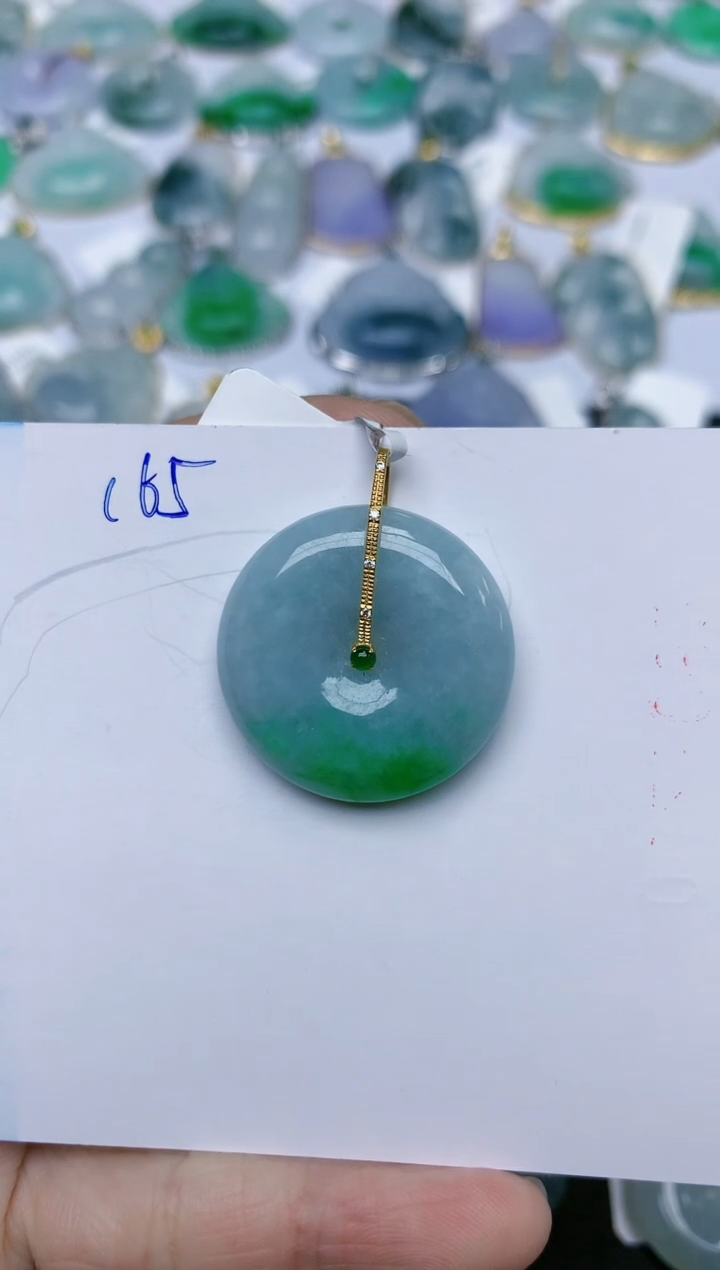 【闪购商品】翡翠颈饰18K金镶嵌天然翡翠A货    