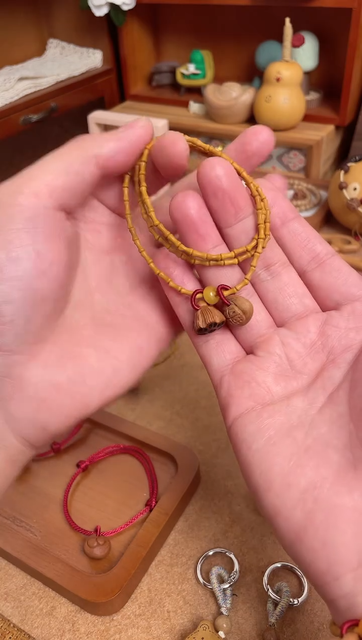 竹节手串一物一拍好运连连三圈加黄跑环