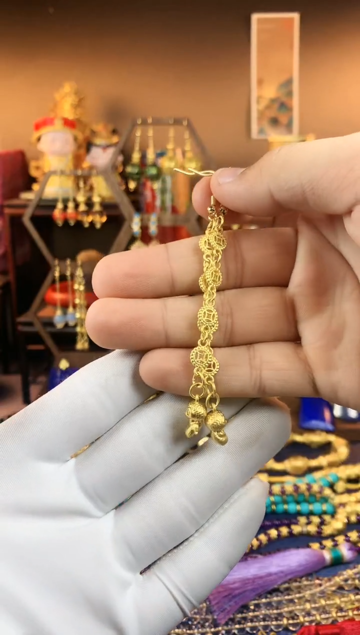 【闪购商品】古币流苏珐琅耳钩