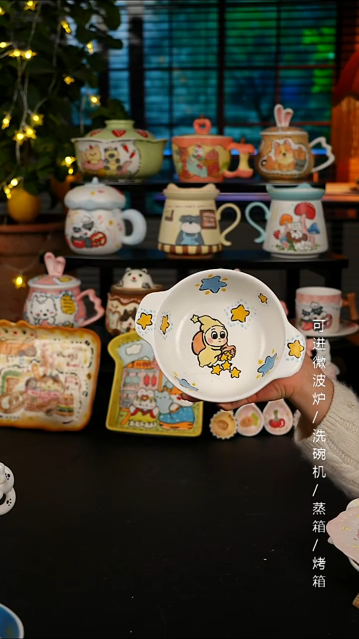 陶瓷便携款景德镇高温釉下彩纯手绘创意瓷