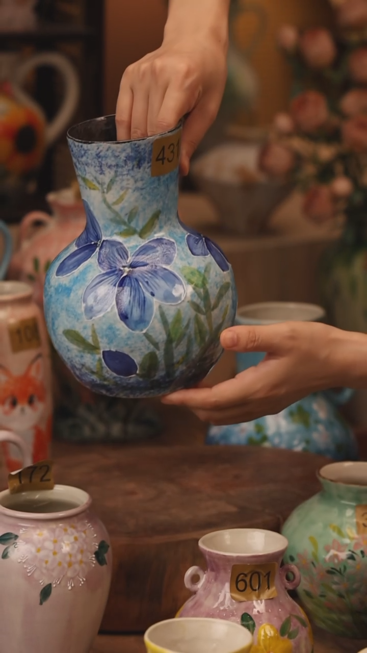 陶瓷431景德镇设计师手作花器摆件侘寂风