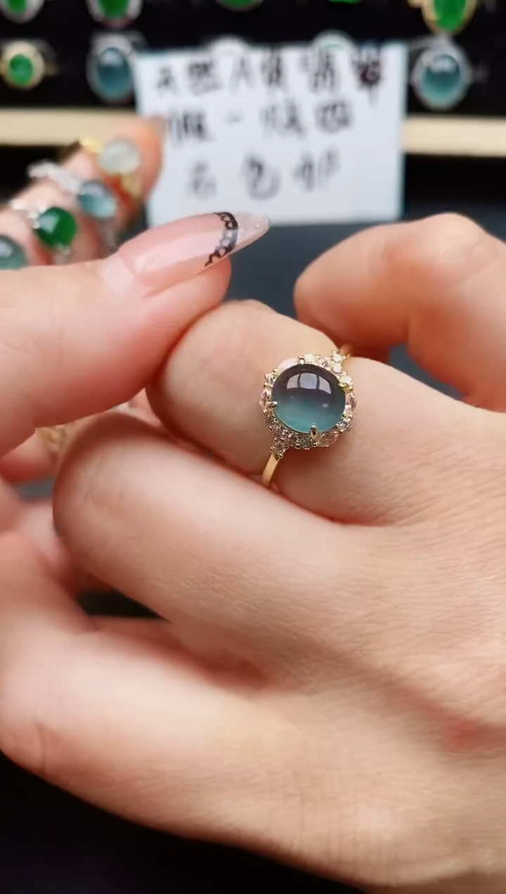 翡翠戒指银S925镶嵌1312