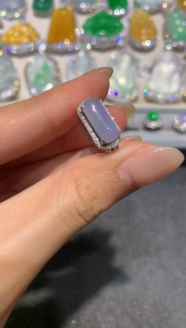 【闪购商品】翡翠戒指18K金镶嵌q52 多样性一件发紫货有色差