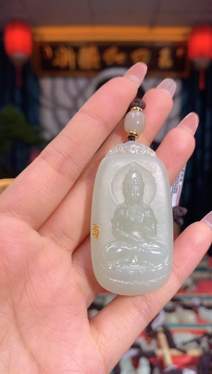 和田玉未镶嵌挂件观音